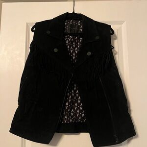 Sanctuary Suede Black Fringe Women's Vest